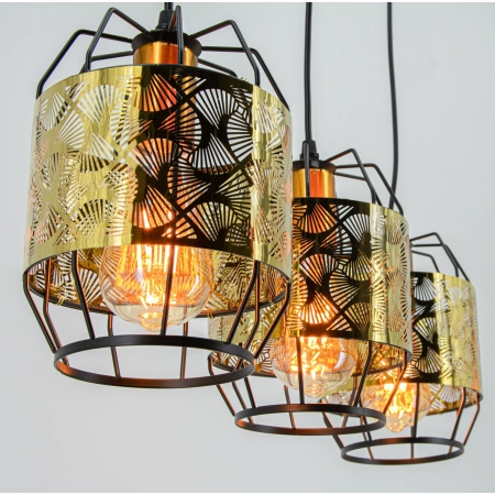 Lampa wisząca metalowa czarno-złota 3-punktowa 9317/3 z serii CENTO - Lampy Elem